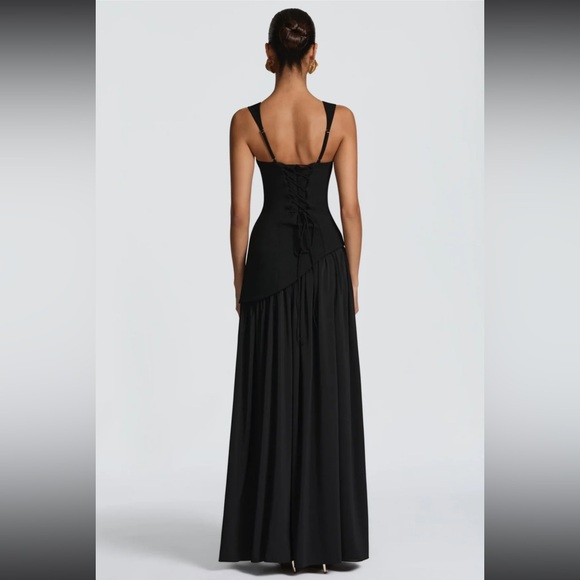 Miss Rosier Sidonie Black Asymmetrical Maxi Gown - Picture 2 of 4
